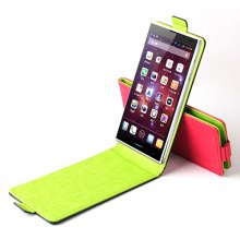 Fashion Contrast Color Leather Flip Case Cover for iNew V3 Smartphone Black