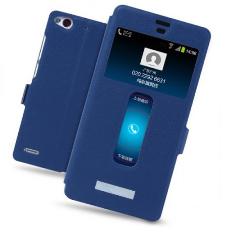 S-view Flip Cover Case Stand for ZTE Nubia Z7 mini Smartphone Blue