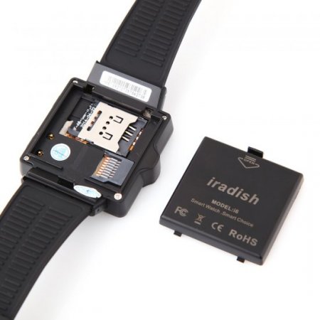 I6 Watch Phone 1.54 Inch MTK6577 Android 4.0 Camera 4GB GPS 3G - Black