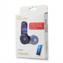 3-IN-1 Universal Wide-angle + Macro Lens + Fish Eye Photo Lens Blue