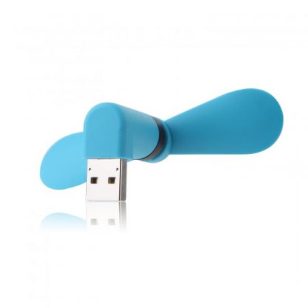 Portable 2in1 Micro 5Pin USB Fans for External Mobile Power Bank & Cellphone Blue
