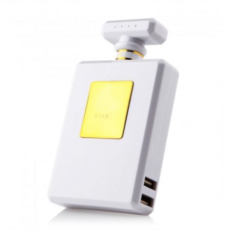 12000mAh Perfume Bottle Shaped Dual USB Power Bank for Smartphone -White