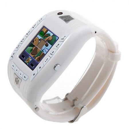 AK11 Watch Phone Single SIM Card Camera FM Bluetooth Ebook 1.2 Inch Touch Screen- White