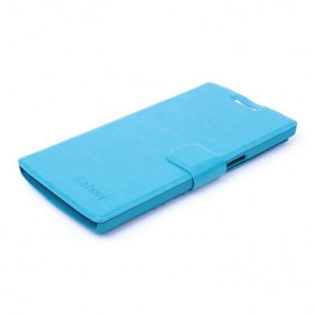 Leather Flip Cover Case Stand for Oneplus One Smartphone Blue