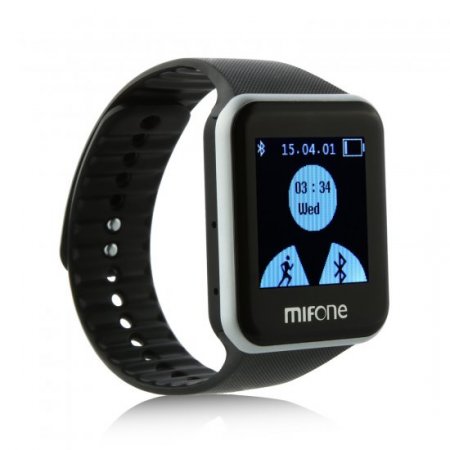 MIFone W15 2.5D Sapphire Glass Smart Bluetooth Watch 1.5" Screen TPSiV Safe Strap Black