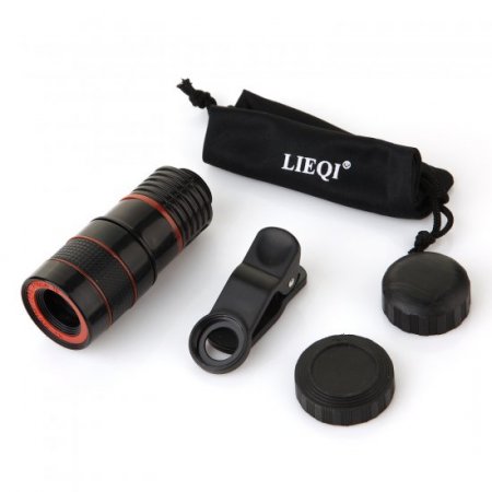 LIEQI LQ-007 8X Zoom Mobile Phone Telescope Lens with Universal Clip Red