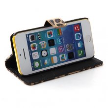 Magnetic Closure Protective Flip Cover Stand Leopard Stripe Leather Case for iPhone5c