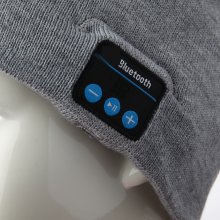 FINGO Warm Beanie Hat Wireless Bluetooth Smart Cap Headphone Speaker with Mic Grey