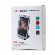 3-In-1 OTG Battery Charger Dock Stand Holder for Samsung Galaxy S4 Smartphone White