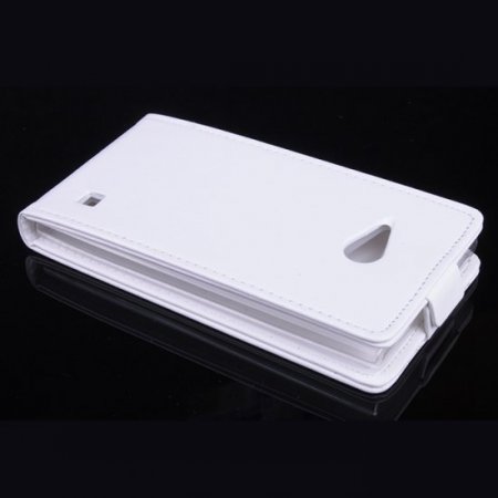 Leather Flip Cover Case Stand Nokia Lumia 730 Smartphone White