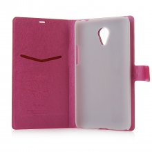 Fashion Leather Flip Cover Stand Case for MEIZU m1 note Smartphone Rosy