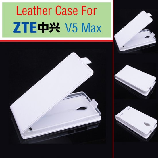 Leather Flip Cover Case Stand ZTE V5 MAX Smartphone White