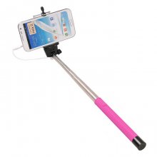 MOWTO Z07-5S Cable Take Pole Wired Monopod Selfie Stick + Cell Phone Clip Holder Rose