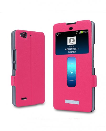 S-view Flip Cover Case Stand for ZTE Nubia Z7 Max Smartphone Rosy