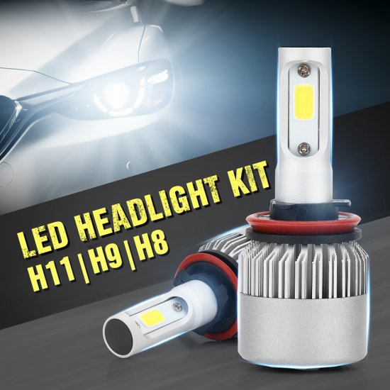 H11 LED Headlight Bulbs, 6500K 8000 Lumens Extremely Super Bright H8 H9 COB LED Chips Conversion Kit,Xenon White