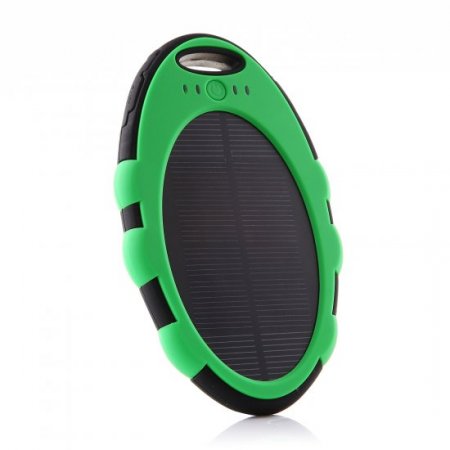 5000mAh Oval Shaped Power Bank Solar Charger for iPhone iPad Smartphone Green
