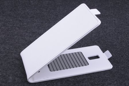 Leather Flip Cover Stand Case for DOOGEE DG580 Smartphone White