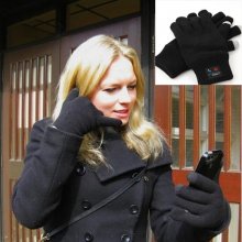 Fashion Warm Winter Bluetooth Talking Touch Screen Magic Gloves with Microphone Black