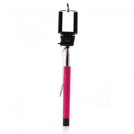 MOWTO Z07-5S Cable Take Pole Wired Monopod Selfie Stick + Cell Phone Clip Holder Rose