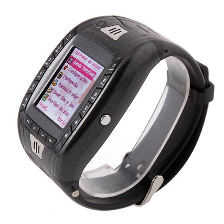 AK11 Watch Phone Single SIM Card Camera FM Bluetooth Ebook 1.2 Inch Touch Screen- Black