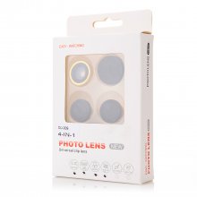 OD-009 4 in 1 Universal 180 Clip Smartphone Fish Eye Camera Lens Golden