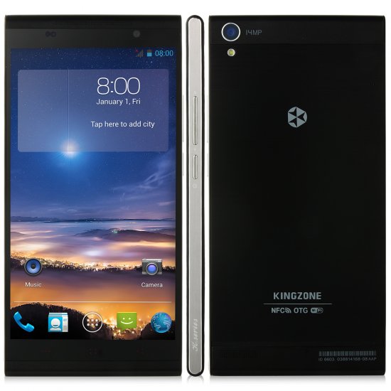 KINGZONE K1 Smartphone 2GB 16GB Wireless Charging MTK6592 5.5 Inch LTPS FHD NFC Black