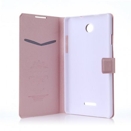 Fashion Flower Show Leather Stand Case Cover for Coolpad 8089 Smartphone Champagne