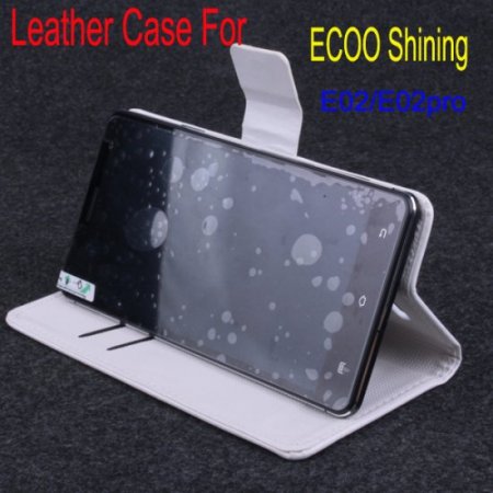 Flip Leather Cover Stand Case for ECOO E02 Pro Shinning Smartphone White