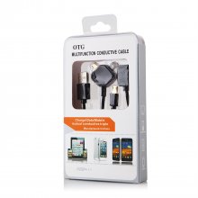 Multifunction OTG Data Change USB Charge Mutual Conductive Cable - Black