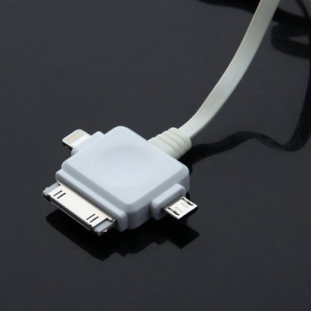 3-In-1 1m USB Cable for iPhone Android Smartphone White