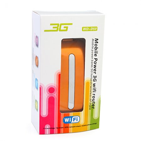 3-in-1 Mobile Power Bank 3G WiFi Router Wireless Network Storage RJ45 5200mAh- Orange