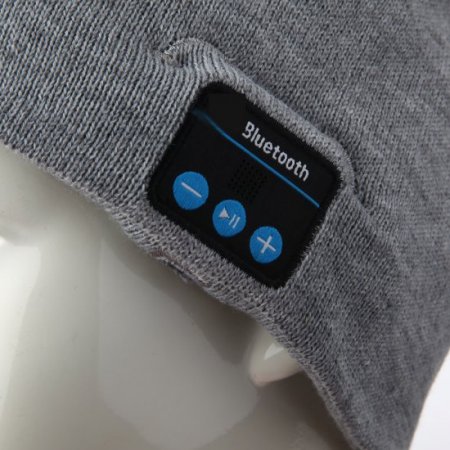 FINGO Warm Beanie Hat Wireless Bluetooth Smart Cap Headphone Speaker with Mic Grey