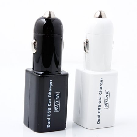 Dual USB Car Charger 5V/3.1A Charge 2 USB Devices at the Same Time 2 Colors Available