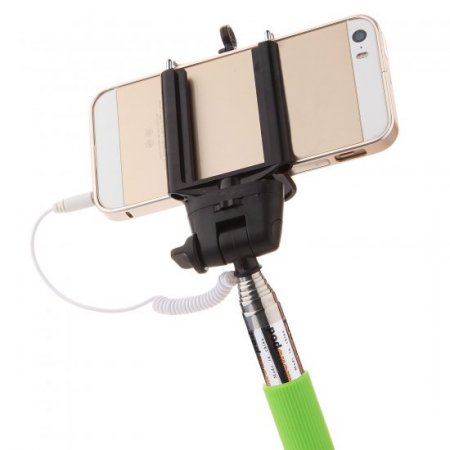 Z07-5 Plus Cable Take Pole Self Picture Monopod for iOS and Android Green