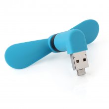 Portable 2in1 Micro 5Pin USB Fans for External Mobile Power Bank & Cellphone Blue