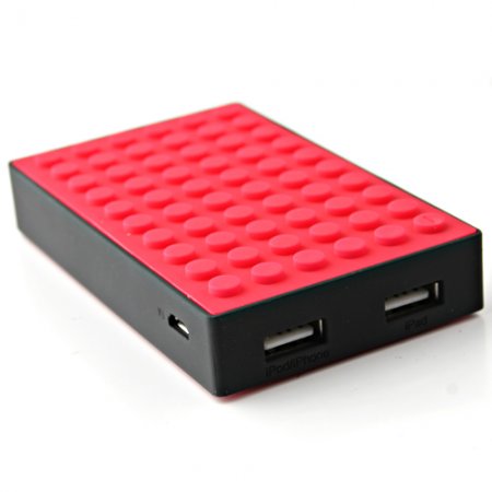 Le touch 4000mAh Universal Power Stone Power Bank Double USB for iPhone iPad Smart Phone Tablet- Black & Red