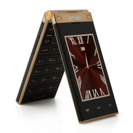 OTIUM W2014 Flip Phone Dual Touch Screen Android 4.2 MTK6572 GPS 3.0 Inch- Gold