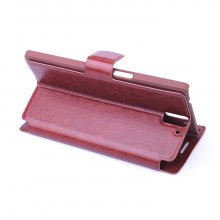 Leather Flip Cover Case Stand for Oneplus One Smartphone Brown