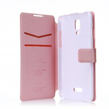 Fashion Flower Show Leather Stand Case Cover for Coolpad 7295C Smartphone Champagne