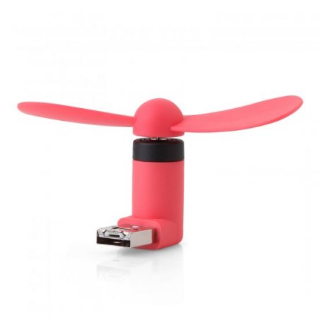 Portable 2in1 Micro 5Pin USB Fans for External Mobile Power Bank & Cellphone Rosy