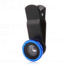 OD-009 4 in 1 Universal 180 Clip Smartphone Fish Eye Camera Lens Blue