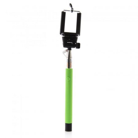 MOWTO Z07-5S Cable Take Pole Wired Monopod Selfie Stick + Cell Phone Clip Holder Green