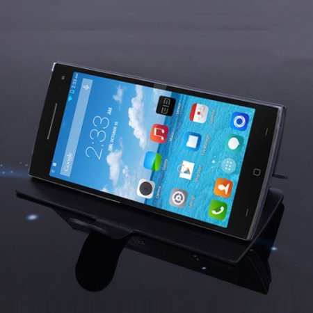 Leather Flip Cover Stand Case for Elephone G6 Smartphone Black