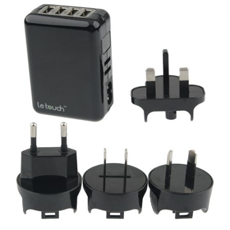 Le touch Four USB AC Adapter Travel Charger for iPhone iPad Tablet PC