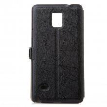Fashion Leather View Flip Case Cover for Samsung Galaxy Note4 Smartphone Black