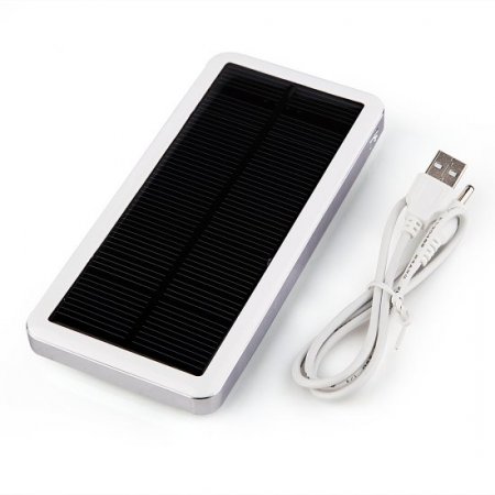 12800mAh Power Bank Solar Charger for iPad iPhone Smartphone White