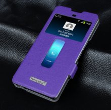 S-view Flip Cover Case Stand for ZTE Nubia Z7 Max Smartphone Purple