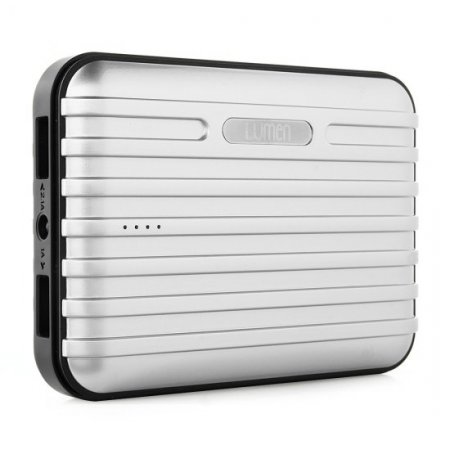 Lumen Stone Line 12000mAh Dual USB Power Bank with Flashlight Silver
