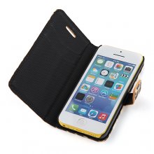 Magnetic Closure Protective Flip Cover Stand Leopard Stripe Leather Case for iPhone5c