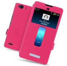 S-view Flip Cover Case Stand for ZTE Nubia Z7 Max Smartphone Rosy